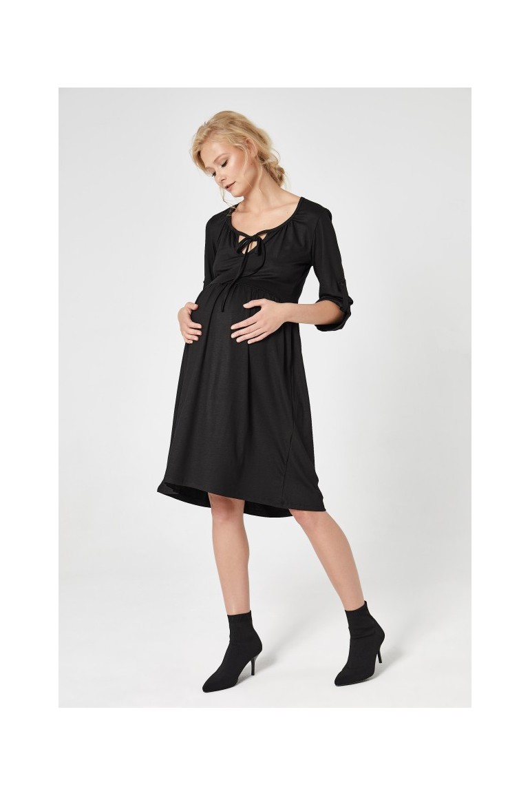 CM4725 Ciążowa sukienka z dekoltem - czarna