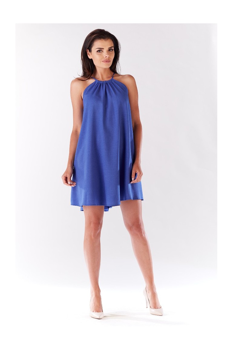 CM3277 Krótka sukienka na ramiączkach - niebieska