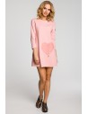Mini sukienka - tunika z dzianiny - różowa