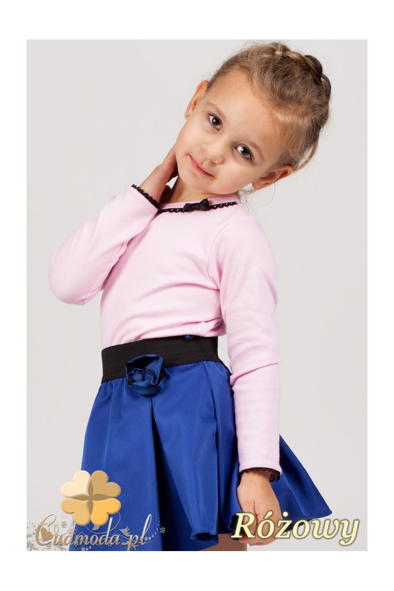 MA009 Klasyczna bluzeczka dla dziewczynki z koronką - różowa
