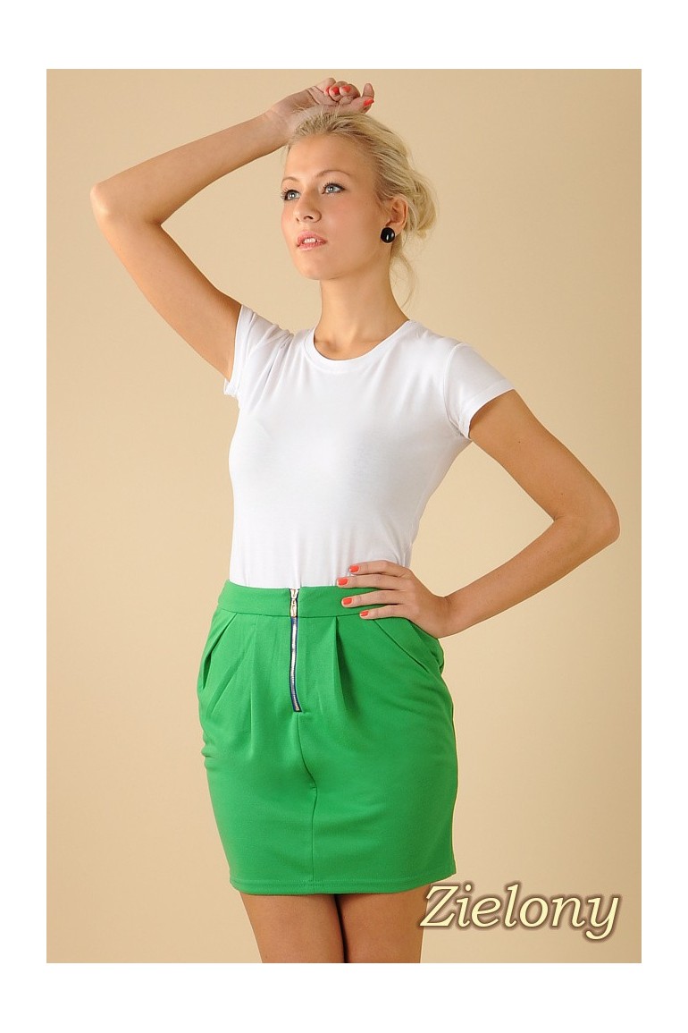 CM0066 Mini spódnica spódniczka ołówkowa tulipan - zielona