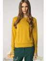 NIFE SW01 Luźny kobiecy sweter gładki z długim rękawem - żółty