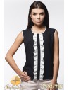AWAMA A24 Kobieca bluzeczka z podwójną falbanką bez rękawów - czarna