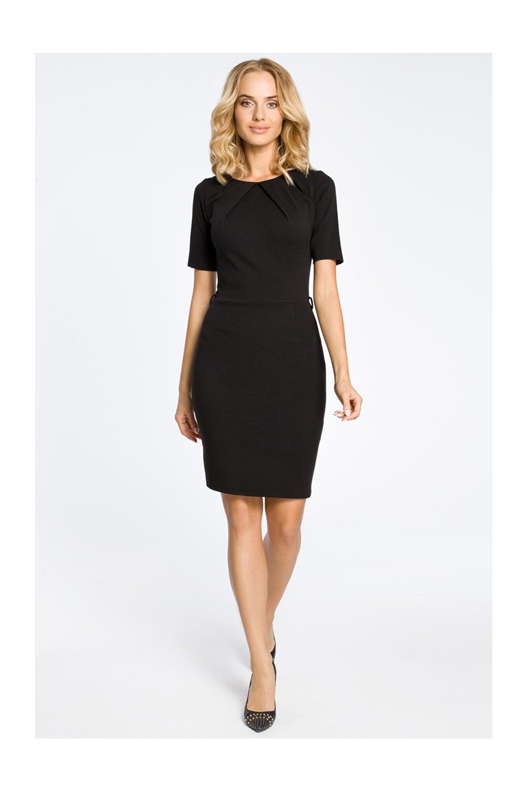 CM0219 Klasyczna elegancka sukienka ołówkowa - czarna