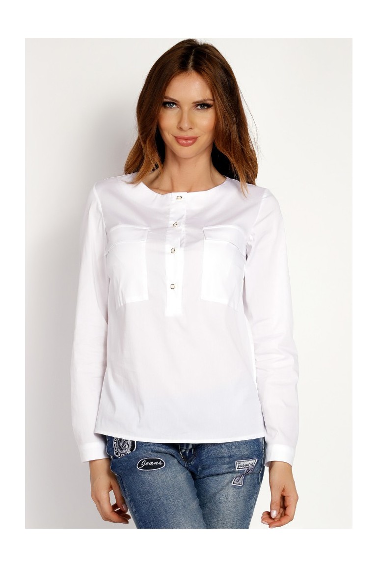 CM3323 Biurowa bluzka koszulowa - biała