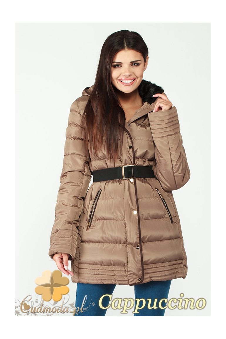 CM0997 Zimowa kurtka damska pikowany płaszczyk 3XL - 7XL - cappuccino