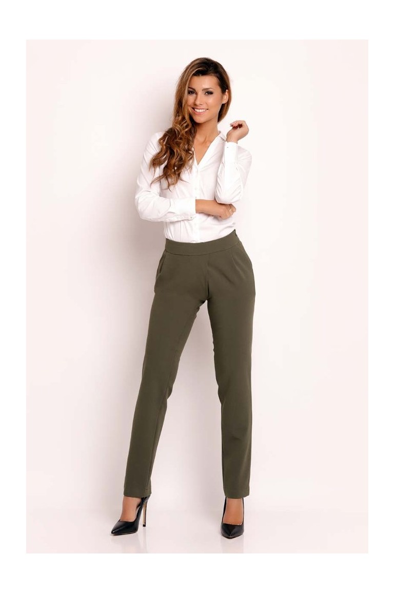 CM3330 Eleganckie biurowe spodnie - zielone