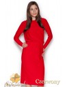 Elegancka sukienka midi z długim rękawem - czerwona