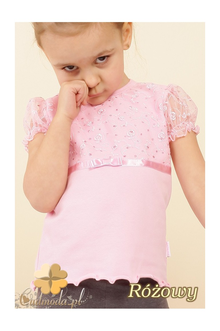 MA017 Śliczna dziecięca bluzka z bufkami - różowa