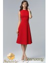 Biurowa sukienka midi bez rękawów - czerwona