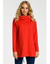 Bluza oversize z kominem i kieszeniami - czerwona