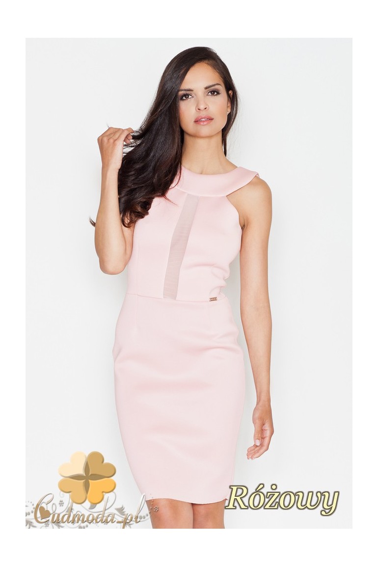 CM1701 Ołówkowa sukienka wieczorowa - różowa