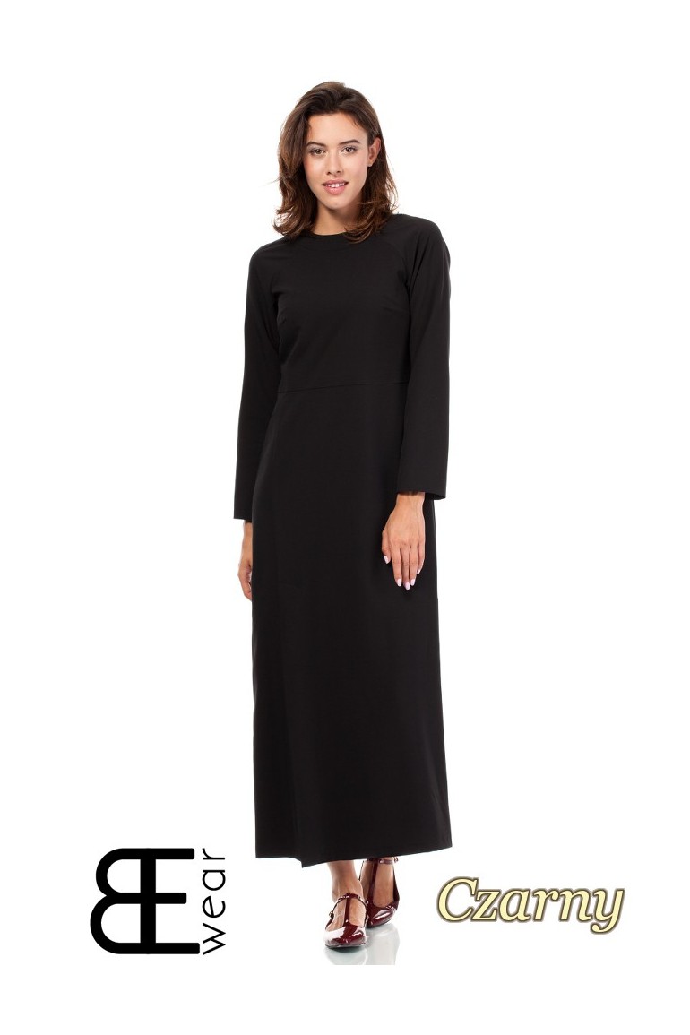 CM1860 Odcinana sukienka maxi z rozcięciem - czarna