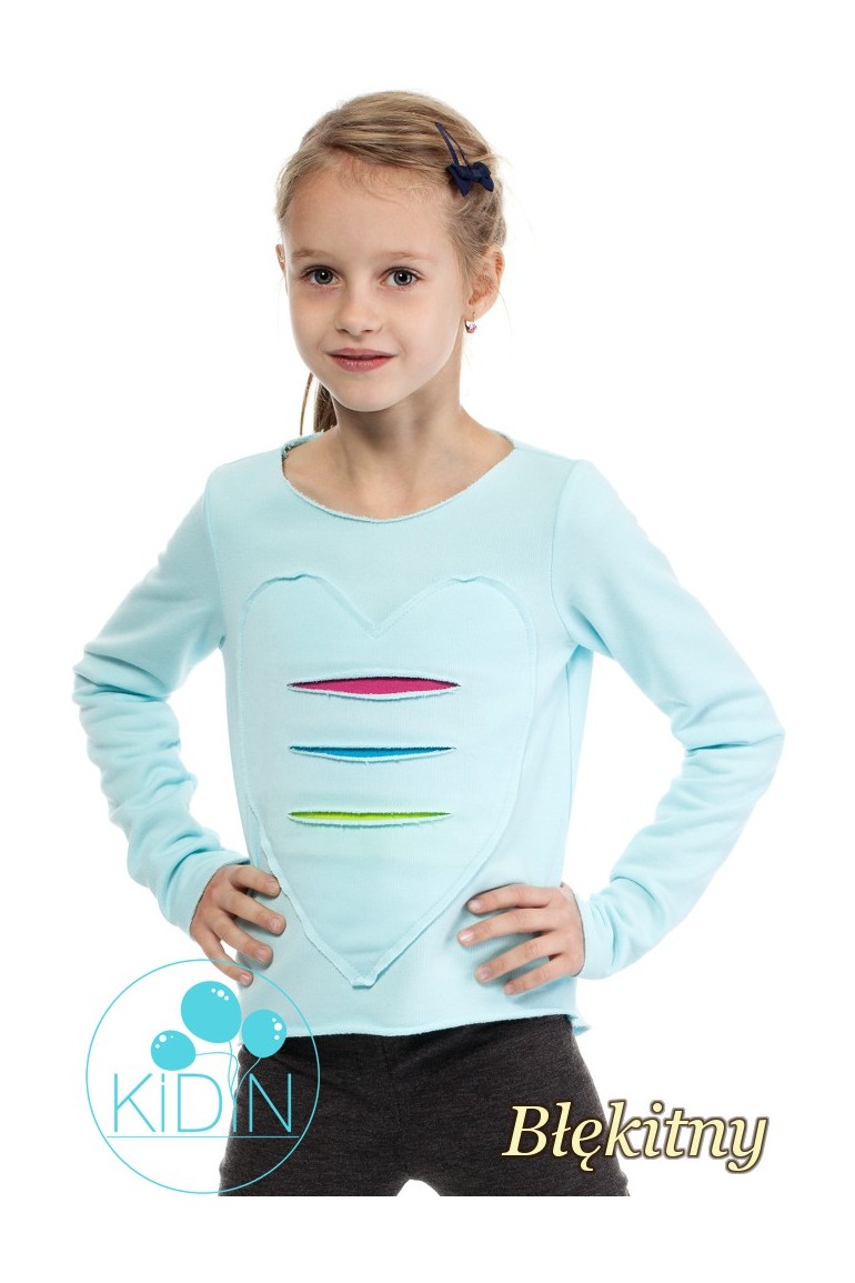 CM2030 Dziewczęca dresowa bluza z sercem - błękitna