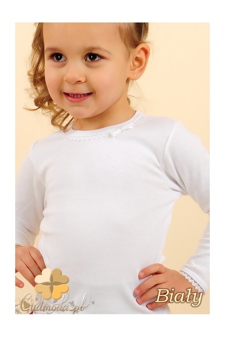 MA009 Klasyczna bluzeczka dla dziewczynki z koronką - biała