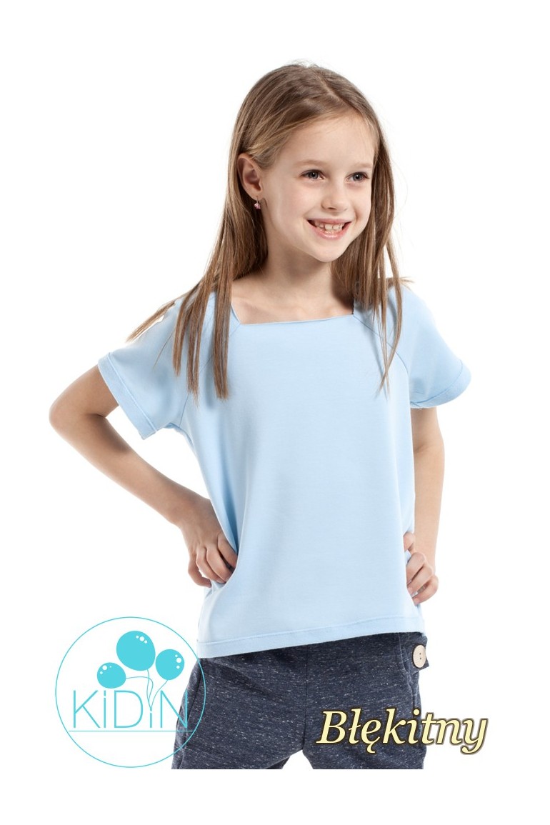 CM2170 Bluzka dziecięca z dekoltem karo - błękitna