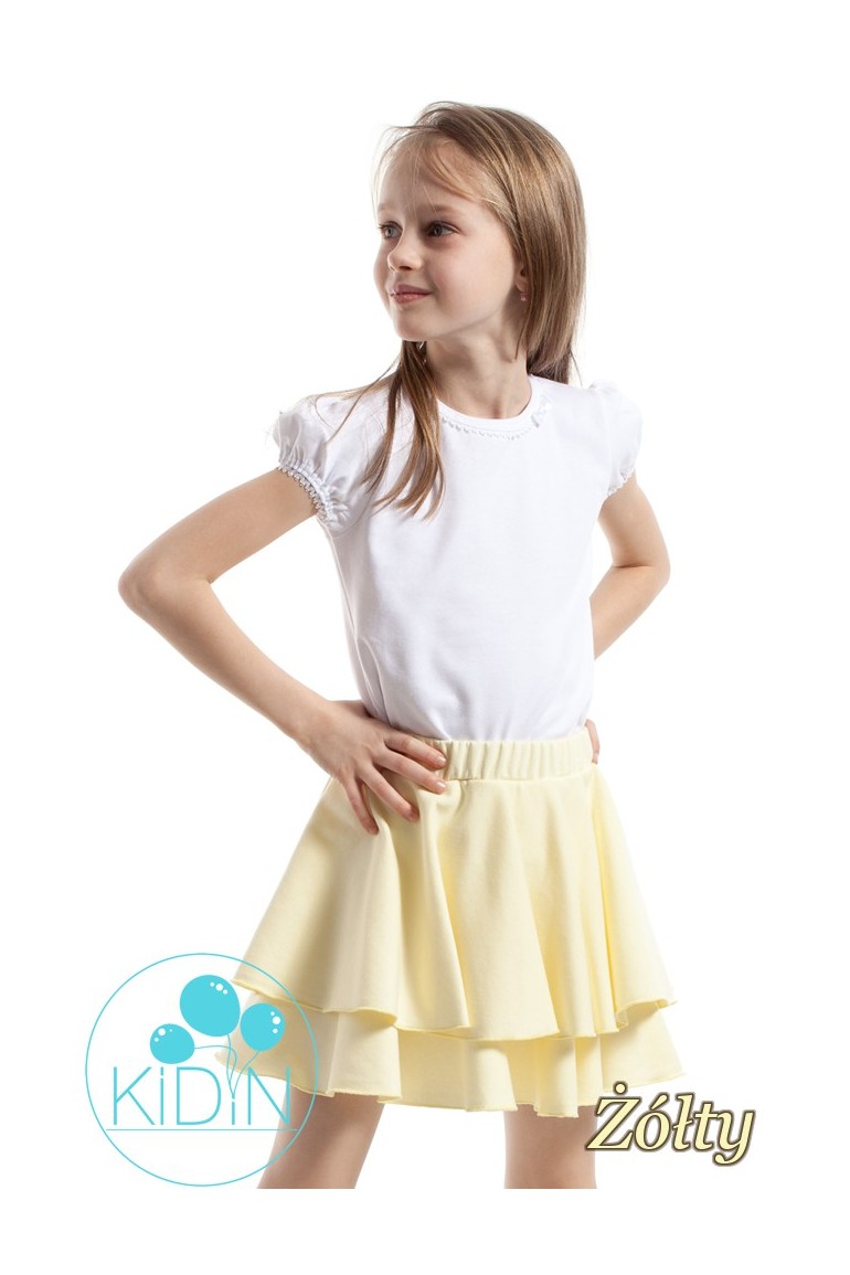 CM2173 Nowoczesna spódniczka dziecięca z podwójną falbanką - żółta