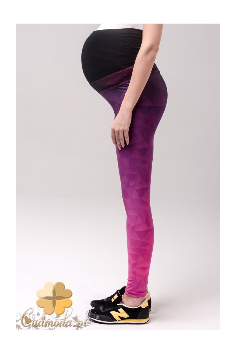 CM2234 Dopasowane sportowe legginsy ciążowe - różowe