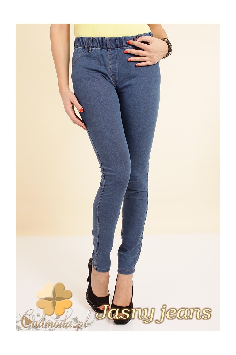 CM0132 Legginsy jeans z kieszeniami - jasno jeansowe OUTLET