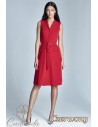 Elegancka sukienka z kieszeniami i przewiązana w pasie - czerwona