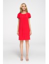 Ołówkowa sukienka z marszczeniami - czerwona