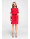 Odcinana sukienka mini z kieszeniami - czerwona