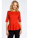 Elegancka bluzka z baskinką - czerwona