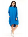 Wygodna sukienka dresowa z długim rękawem - niebieska