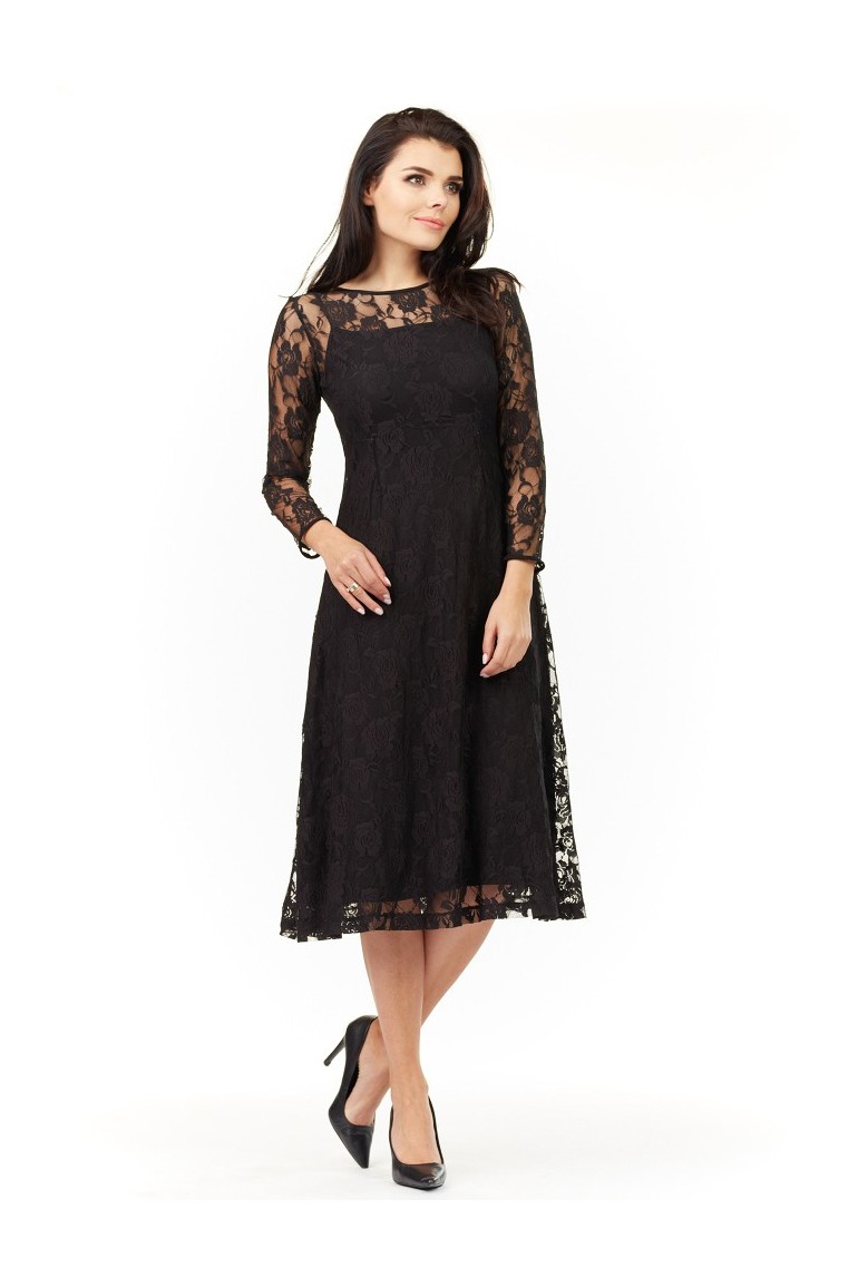 CM3496 Kobieca koronkowa sukienka - czarna