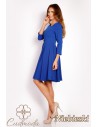Rozkloszowana sukienka z guzikami - niebieska