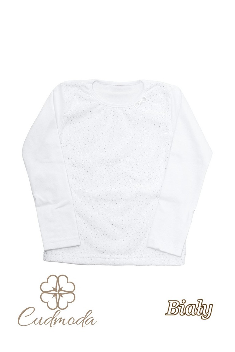 MA108 Bluzeczka dziecięca z cekinami i kokardką - biała