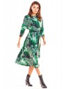 Sukienka midi z rękawem 3/4 - zielony-wzór