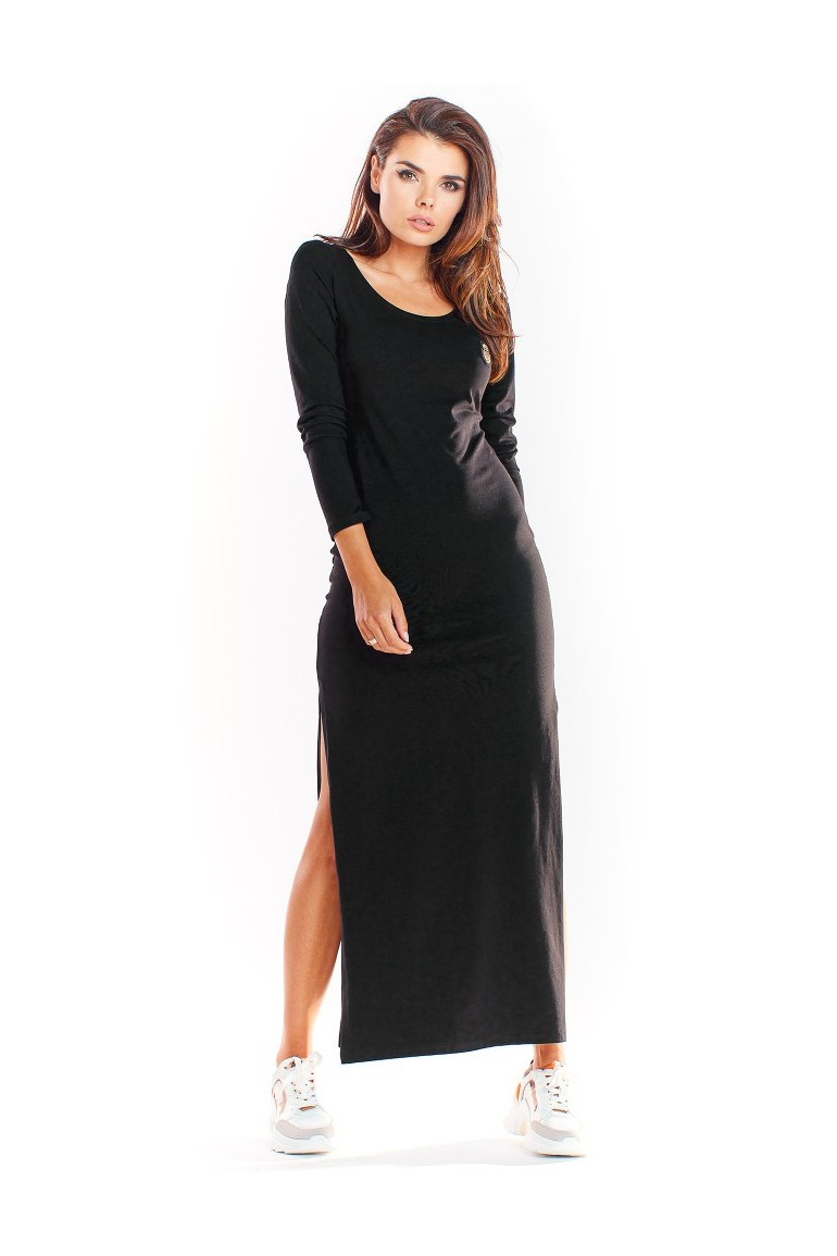 CM4912 Kobieca sukienka z długim rękawem - czarna