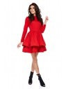 Rozkloszowana sukienka z podwójnym dołem - czerwona