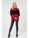 Miękki dwukolorowy sweter - czerwono-czarny