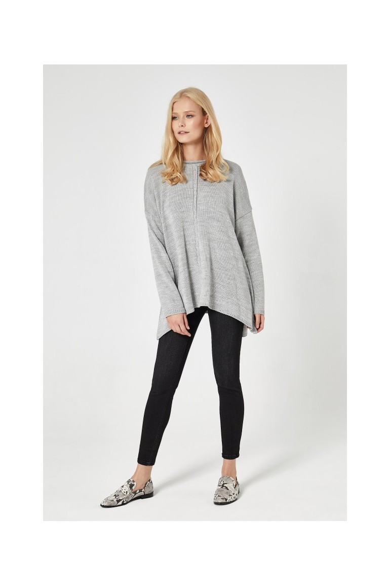 CM4742 Kobiecy sweter z długim rękawem - szary