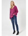 Delikatny sweter z warkoczem - purpurowy