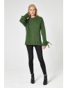 Sweter z wiązanymi rękawami - zielony