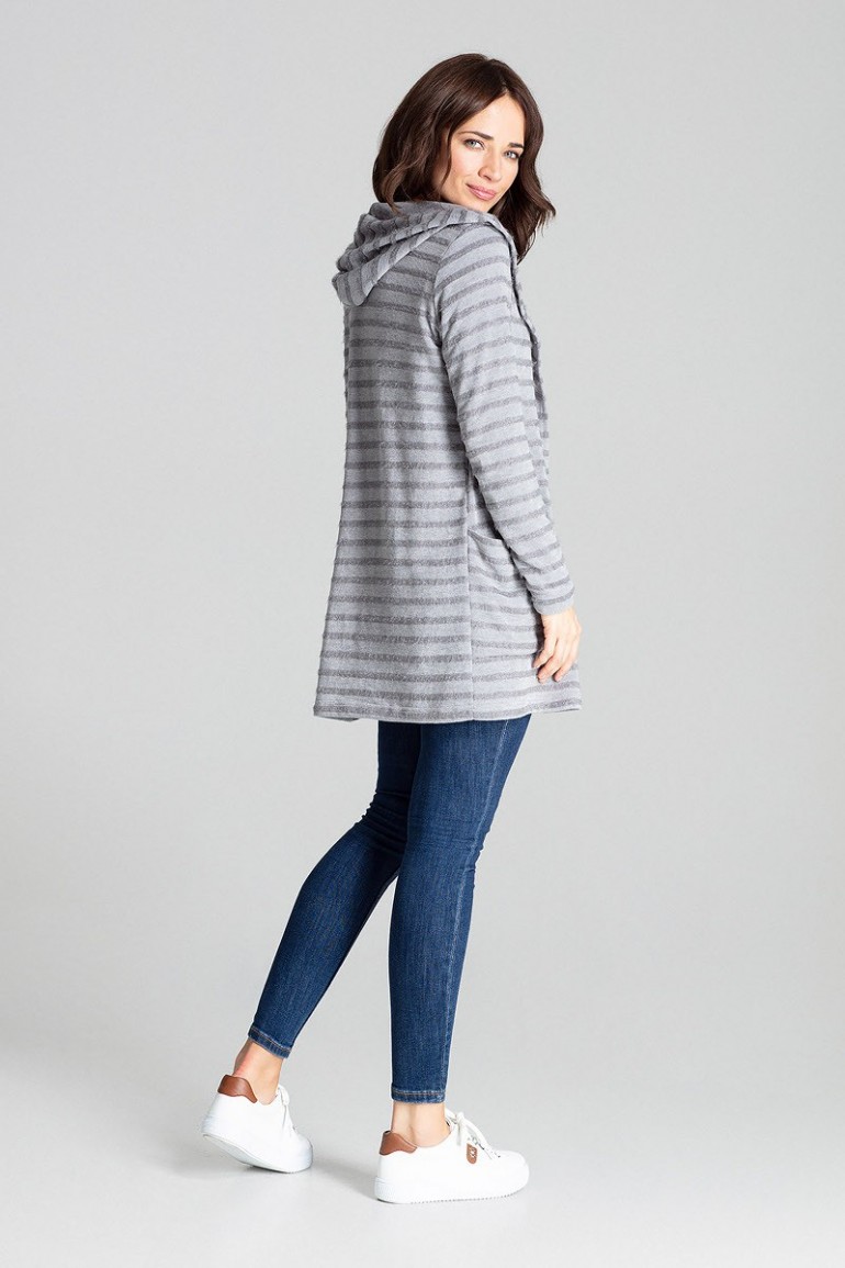 CM5021 Długi niezapinany sweter - szary