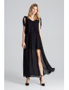 Długa sukienka maxi z wiązanymi ramionami - czarna
