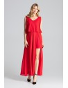 Długa sukienka maxi z wiązanymi ramionami - czerwona