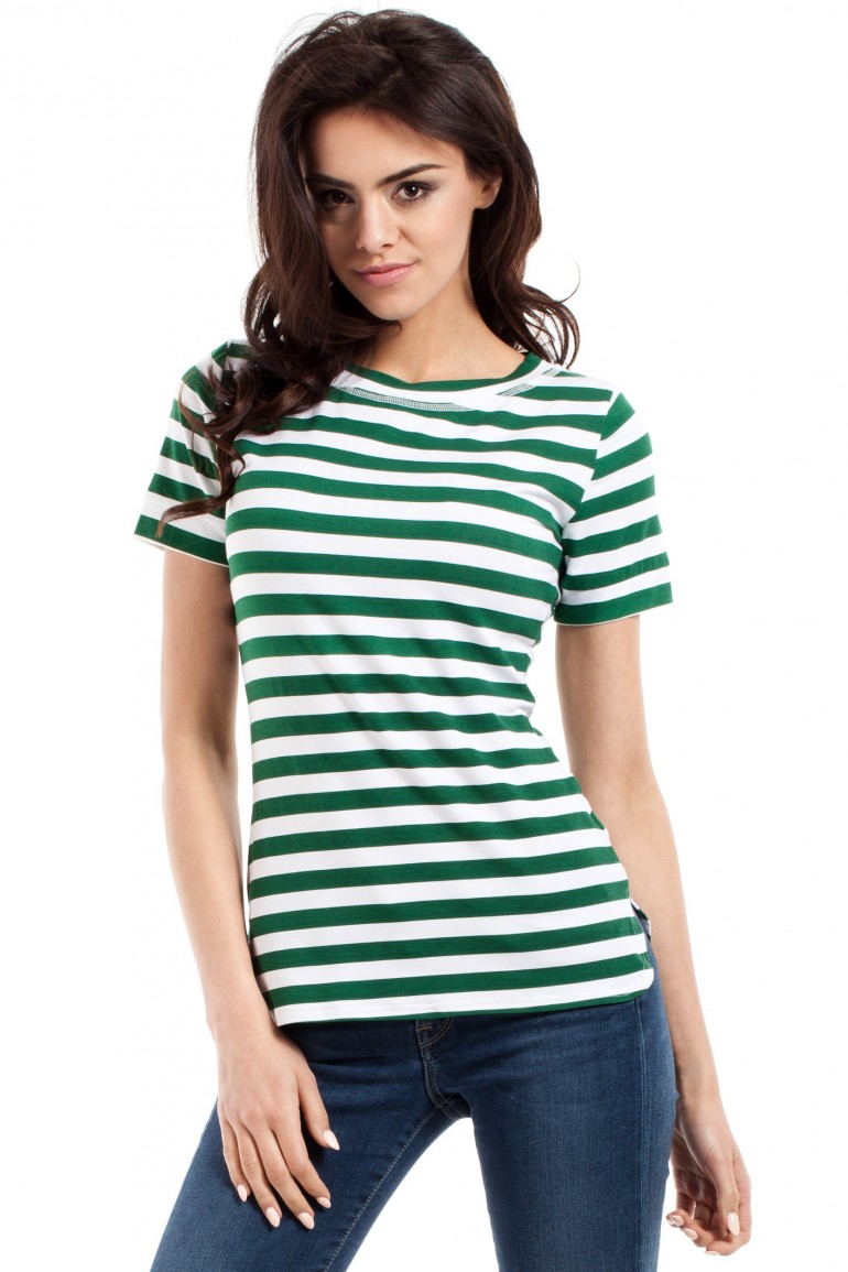 CM1558 Klasyczna koszulka damska z krótkim rękawem - zielona