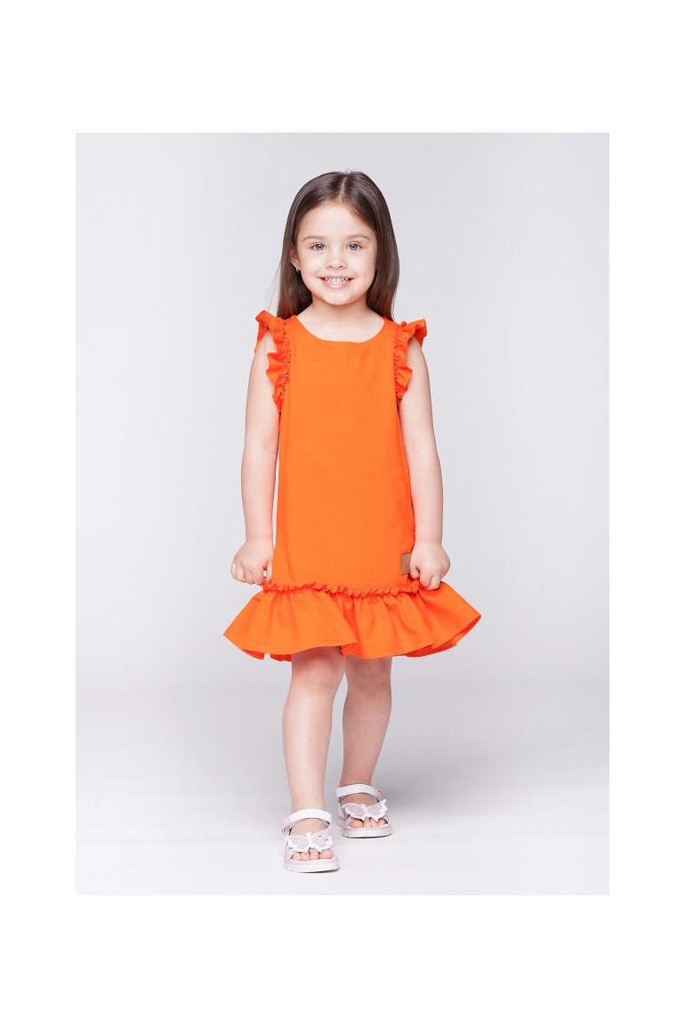 CM5086 Dziewczęca sukienka z falbankami bez rękawów - pomarańczowa