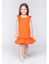 Dziewczęca sukienka z falbankami bez rękawów - pomarańczowa