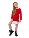 Dziecięca sukienka dresowa z plisą - czerwona