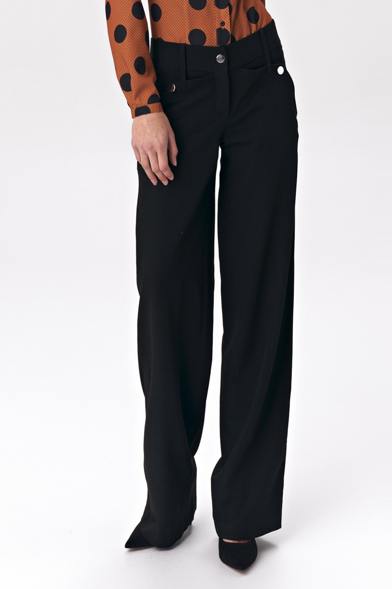 CM5107 Biurowe spodnie typu palazzo - czarne