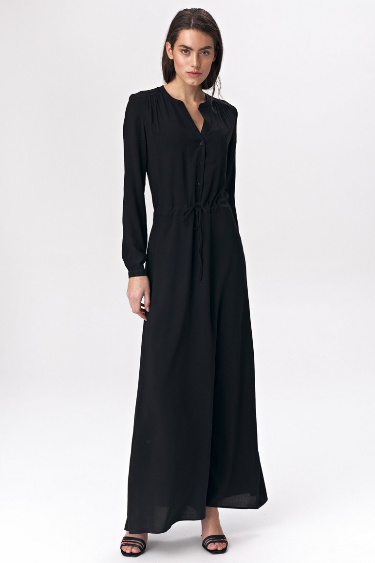 CM5154 Sukienka maxi z długim rękawem - czarna