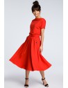 Sukienka midi z rozkloszowanym dołem - czerwona