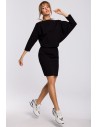Sukienka mini z lampasem do regulacji tyłu - czarna