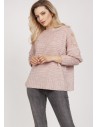 Żebrowany sweter z drewnianymi guzikami - pastelowy róż